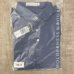 Holderness & Bourne Navy Striped Polo Shirt